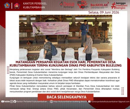 MATANGKAN PERSIAPAN KEGIATAN ESOK HARI, PEMDES KUBUTAMBAHAN TERIMA KUNJUNGAN DINAS PMD KAB BULELENG